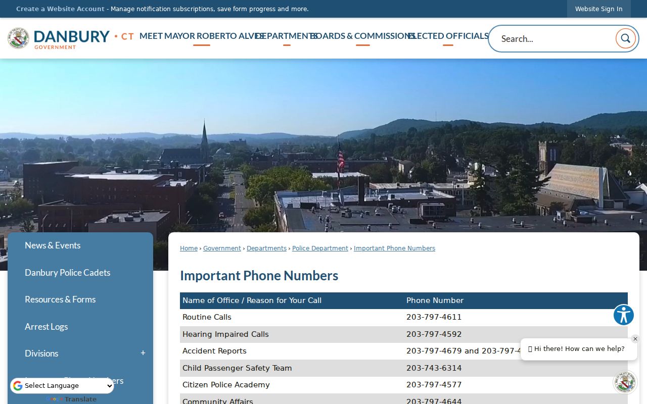 Danbury arrest records and court charges police important phone numbers