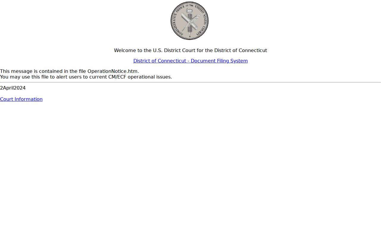 Danbury court dockets District of Connecticut CM ECF