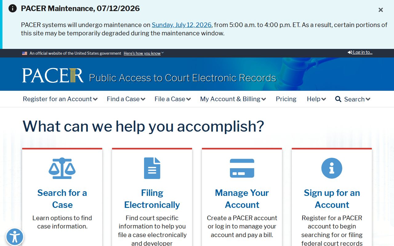 Danbury court dockets PACER federal records access