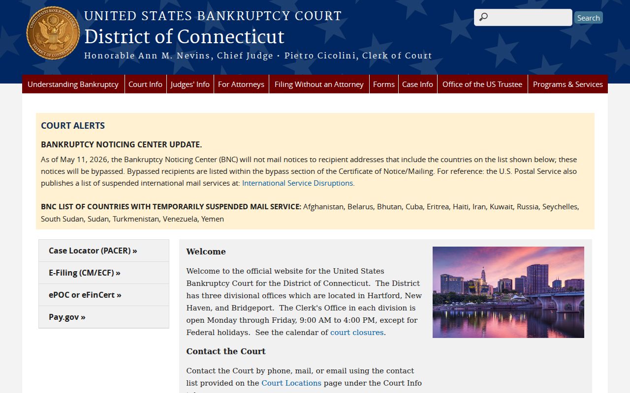 Danbury court dockets Connecticut bankruptcy court