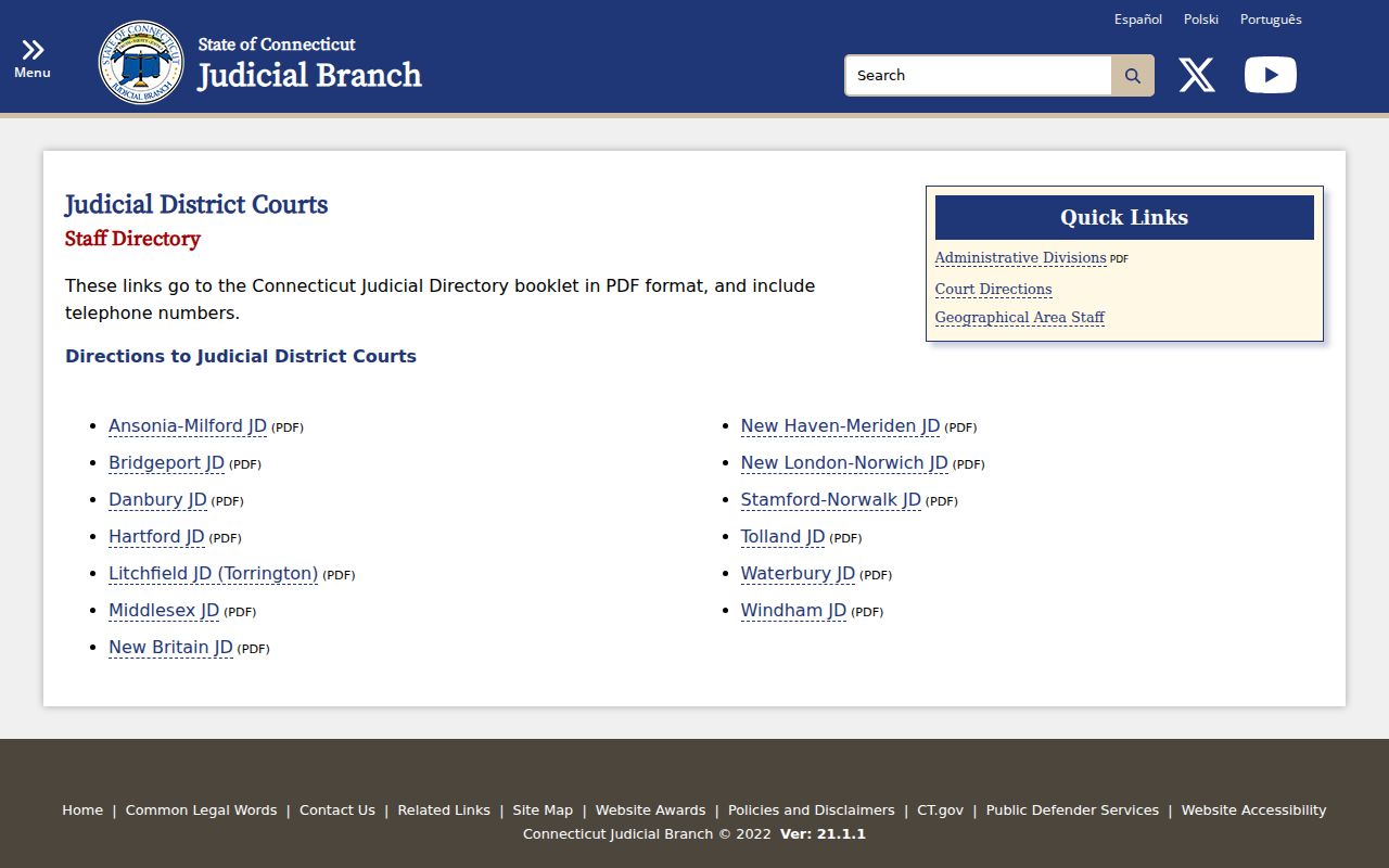 Danbury court records Judicial District staff directory
