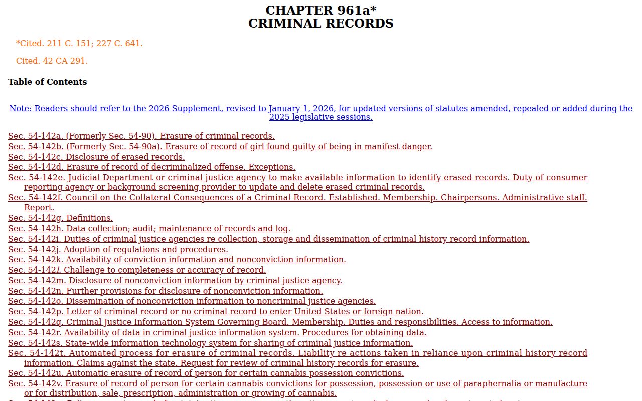 Danbury criminal court records Connecticut criminal records chapter