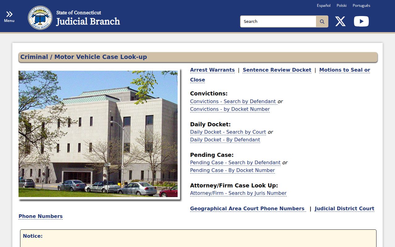 Danbury criminal court records criminal motor vehicle lookup menu