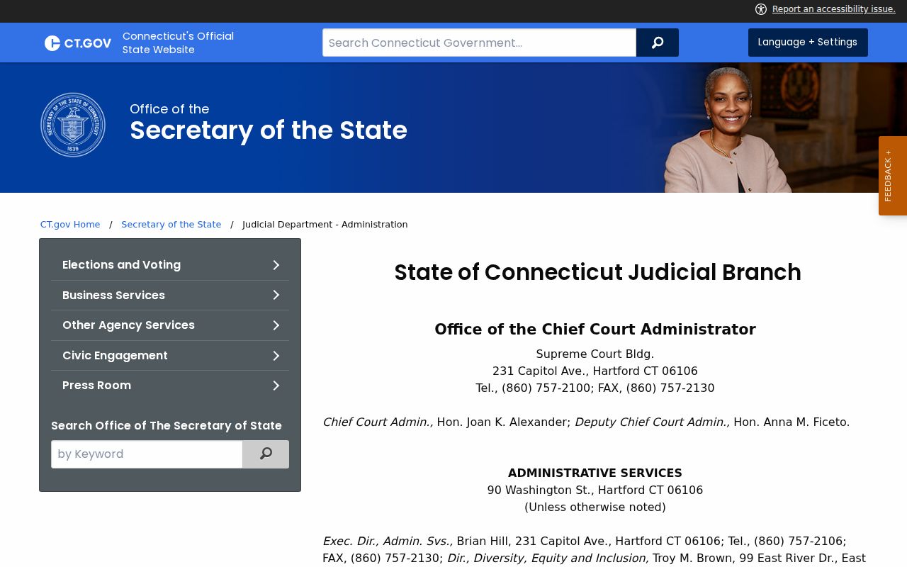 City of Danbury court records Judicial Department administration