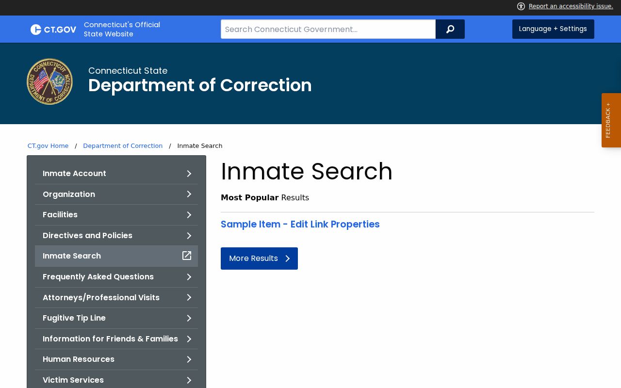 Danbury inmate records Connecticut DOC inmate search