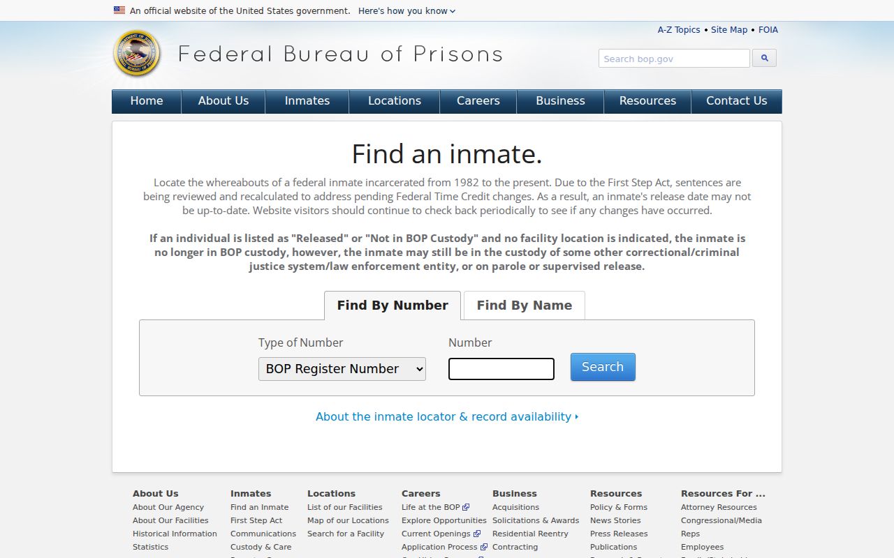 Danbury warrant records Federal Bureau of Prisons inmate locator